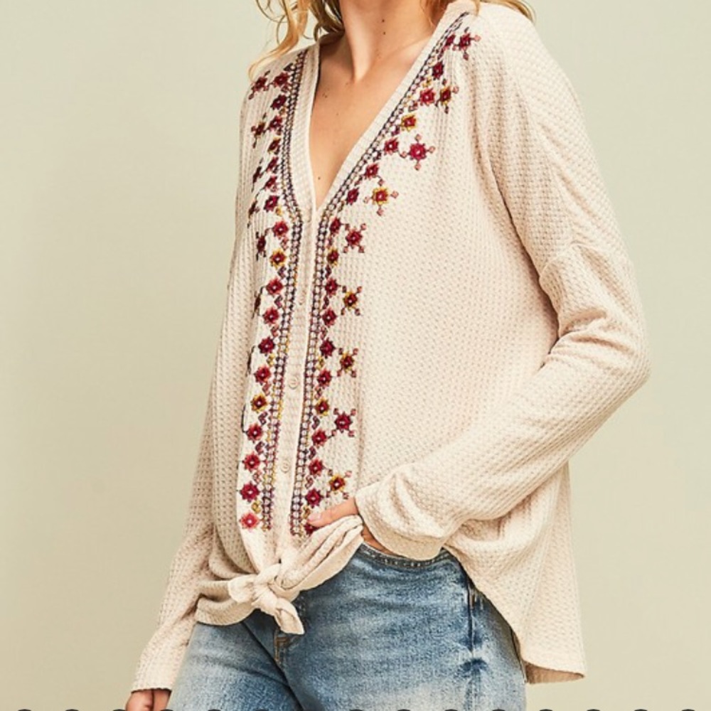 1 LEFT//CAROLINA waffle knit top - Picture 3 of 5